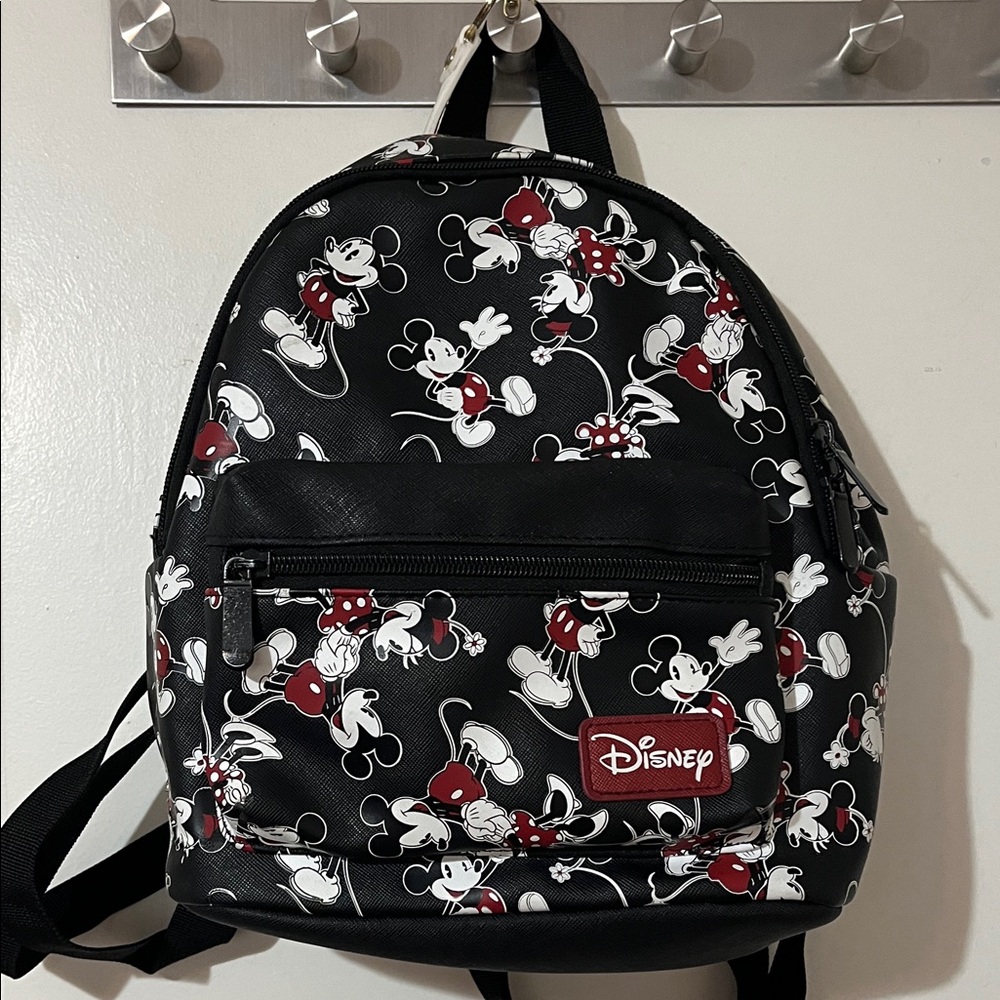 Disney Black Mini Backpack with Red and White Mickey & Minnie Print